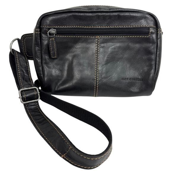 Jack Georges Handbags - Jack Georges Voyager Black Buffalo Leather Travel Belt Bag Crossbody